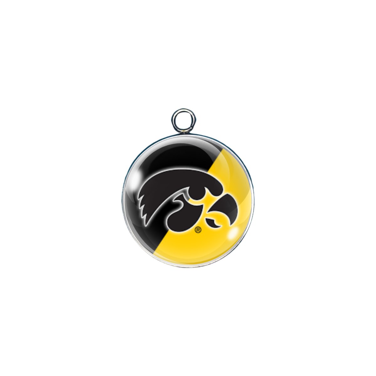 Iowa Hawkeyes glass cabochon craft charm