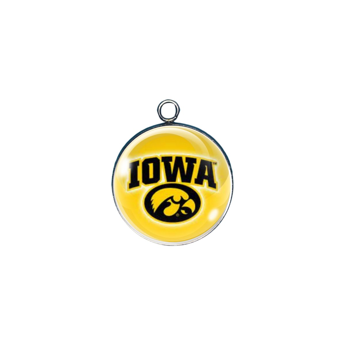 Iowa Hawkeyes glass cabochon craft charm