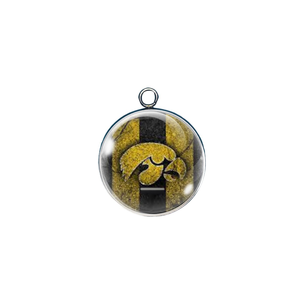 Iowa Hawkeyes glass cabochon craft charm