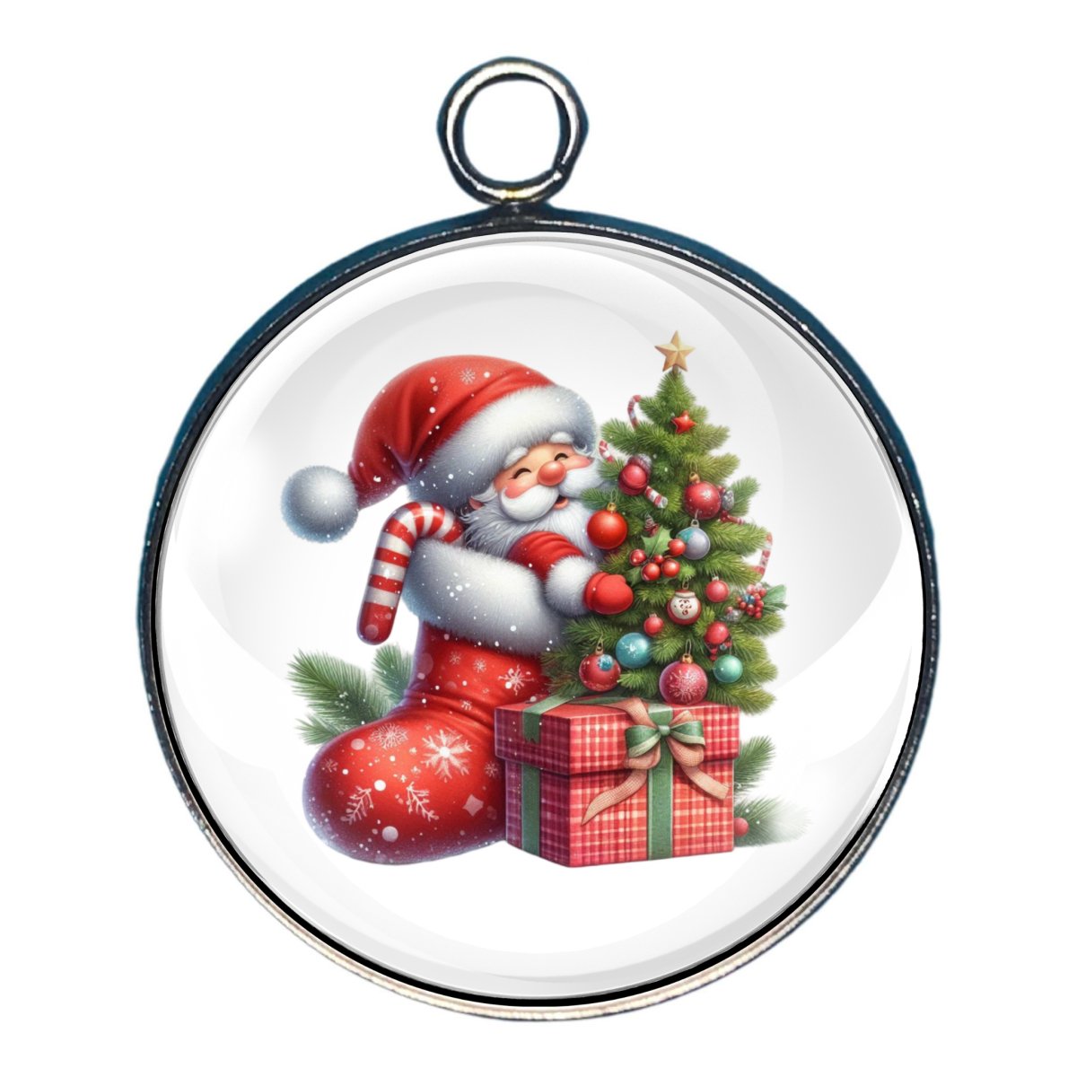 charm featuring Santa and Christmas stockings