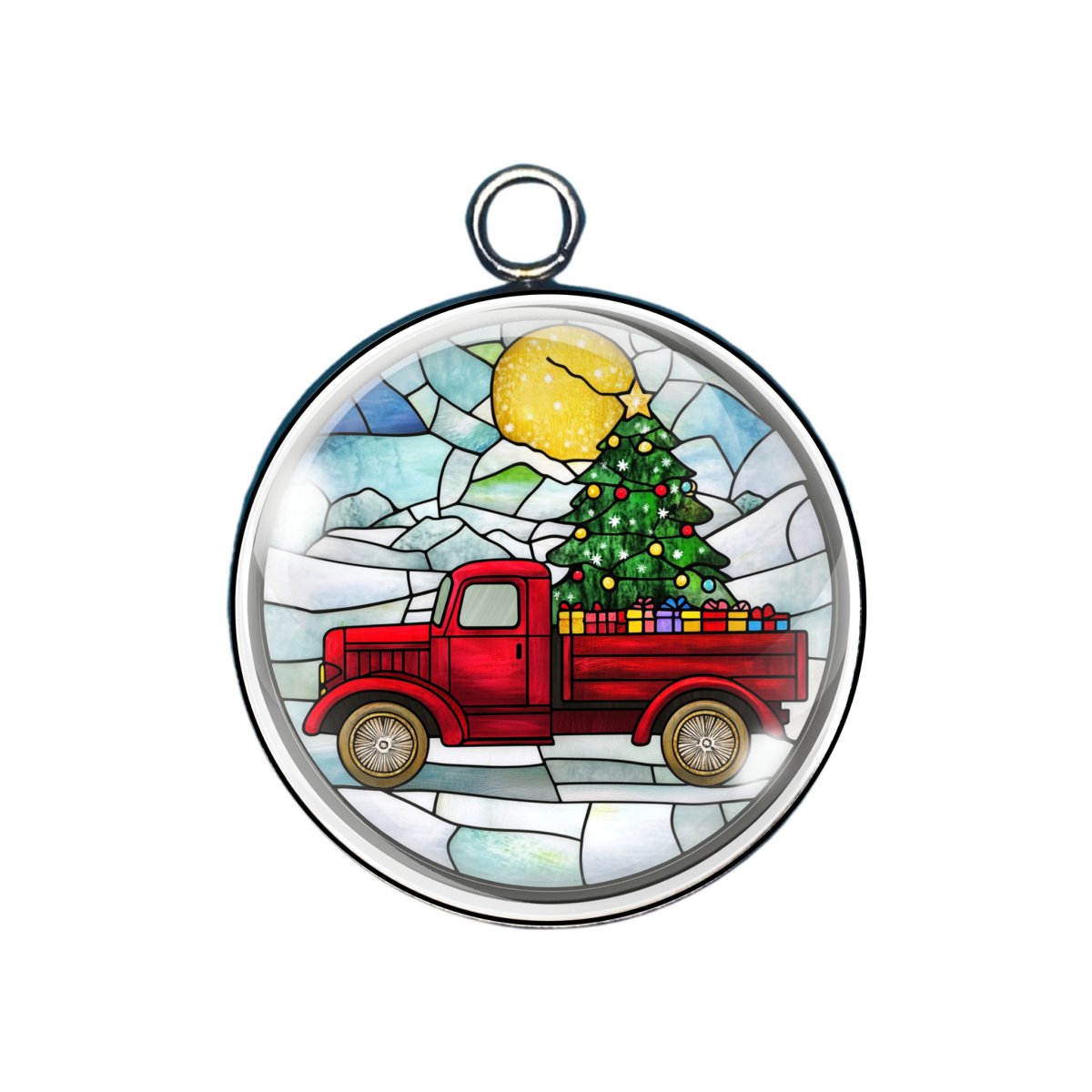 joyful christmas glass cabochon charm
