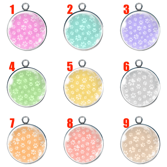 Kitty Paw Print Glass Cabochon Charms – Cute Cat Lover Jewelry Charms for DIY Crafts