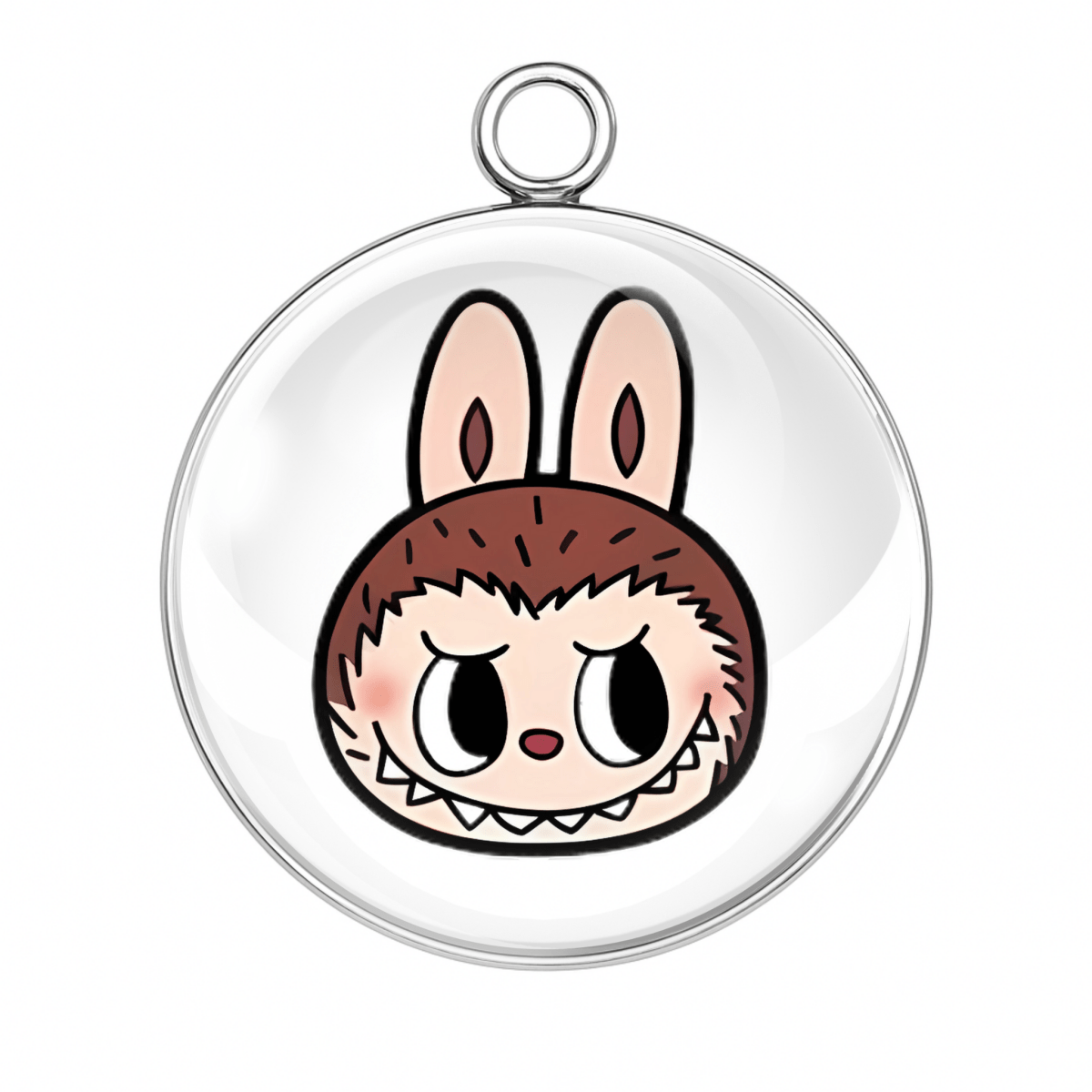 Brown bunny with wide eyes and pink cheeks