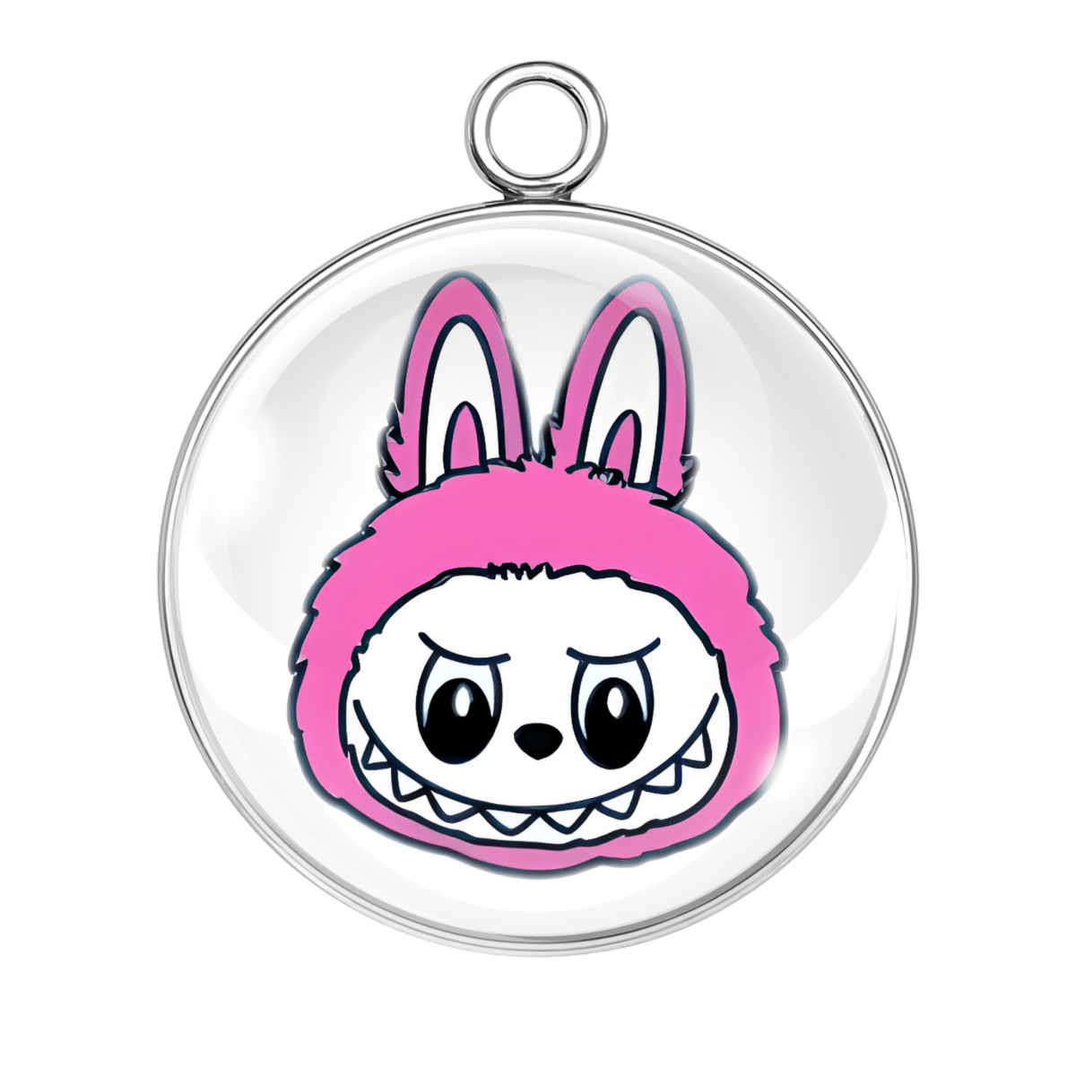 Hot pink bunny with a bold, fierce face