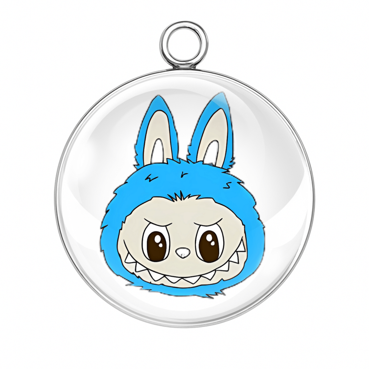 Blue fuzzy bunny with gentle expression