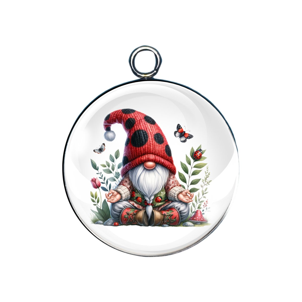 Ladybug gnome glass cabochon charm