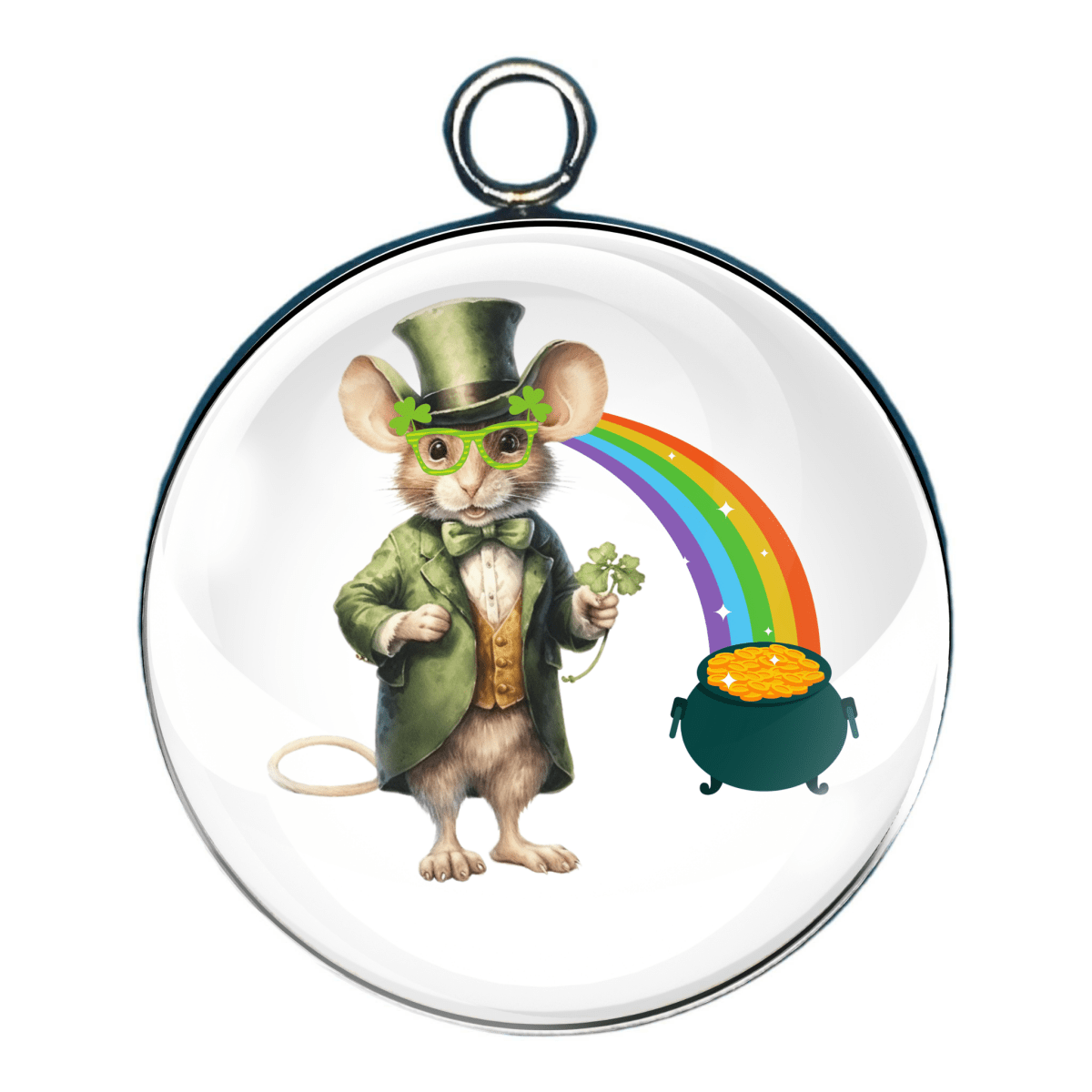 leprechaun animals glass cabochon charm