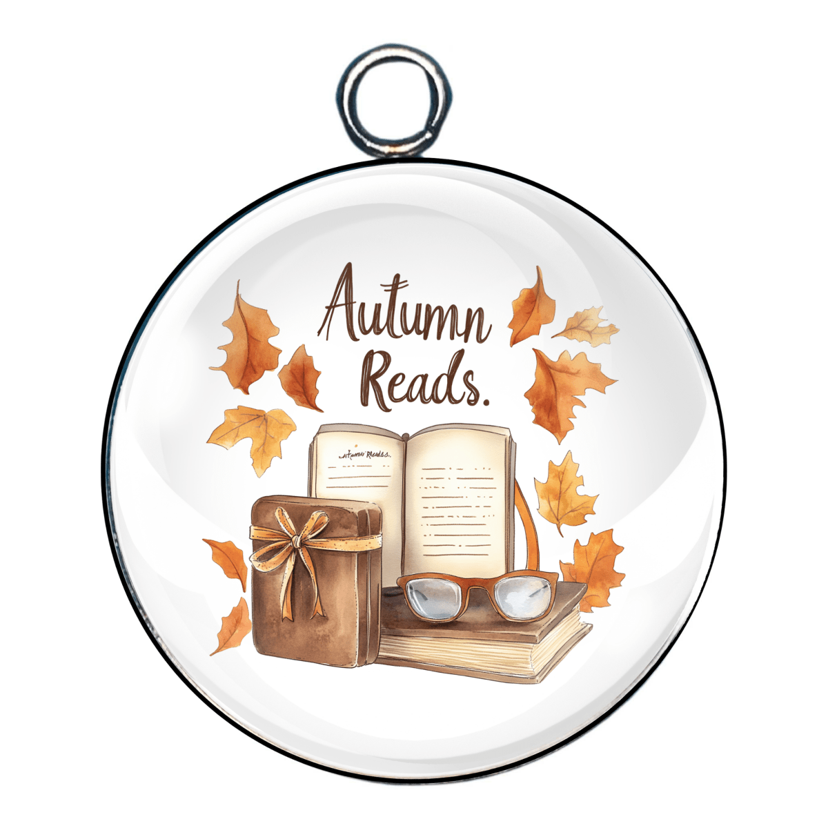 Love reading glass cabochon charm