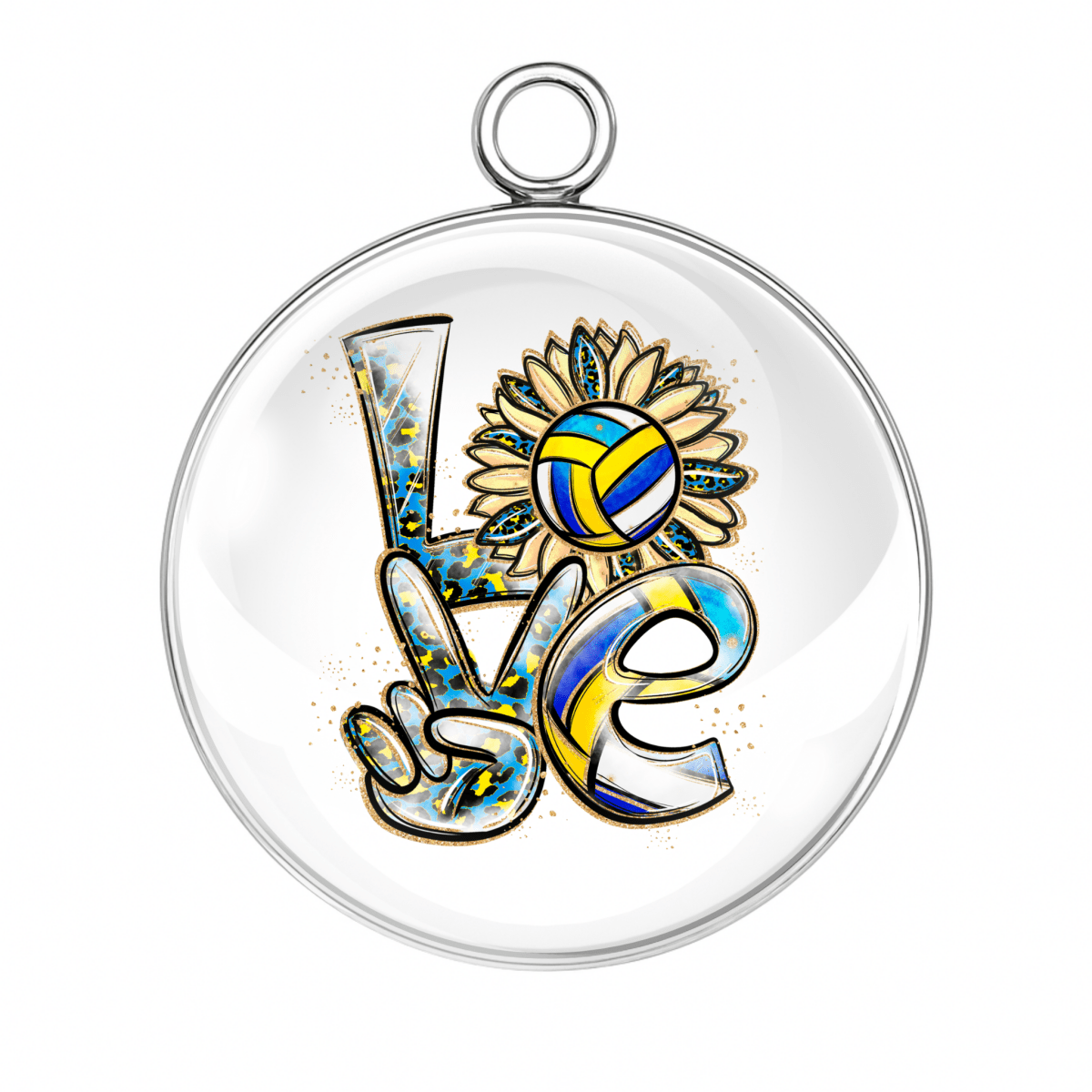 Volleyball LOVE Charm – "LOVE volleyball charm with net, ball, and sunflower – perfect for team crafts."
