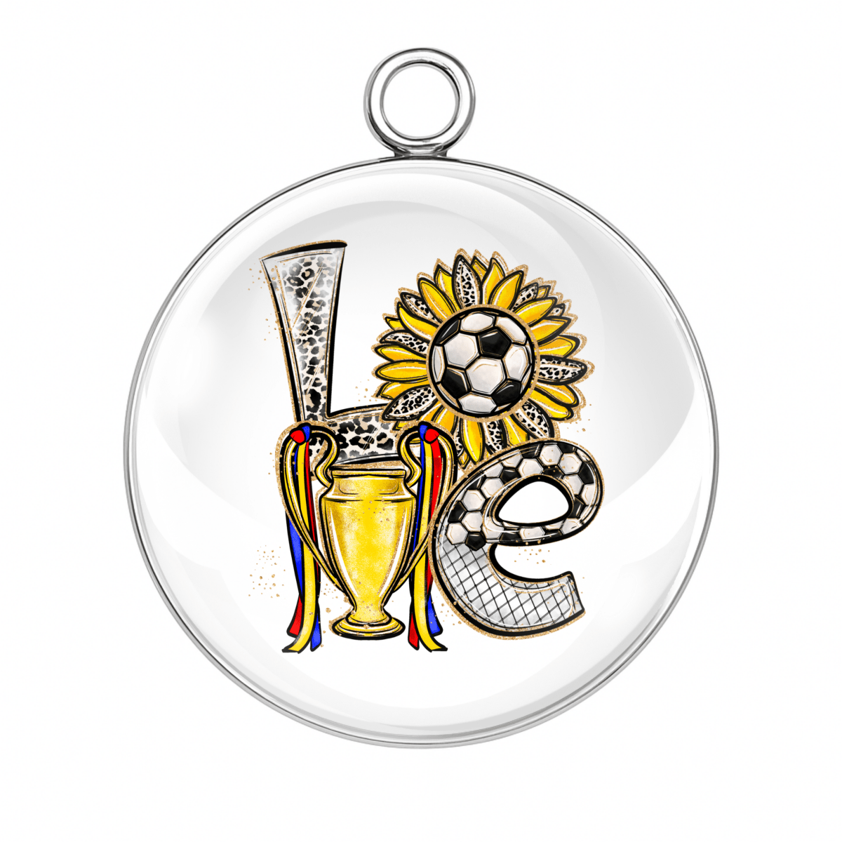 Soccer LOVE Charm – "LOVE soccer charm with ball, trophy, and sunflower – DIY sports jewelry charm."