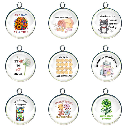Group of 9 charms for Mental Health Awareness Month, May