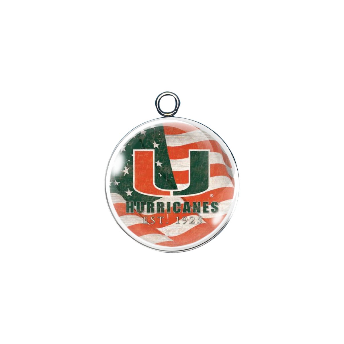Miami Hurricanes Glass Cabochon Charms, Charms for Making Jewelry and Crafts