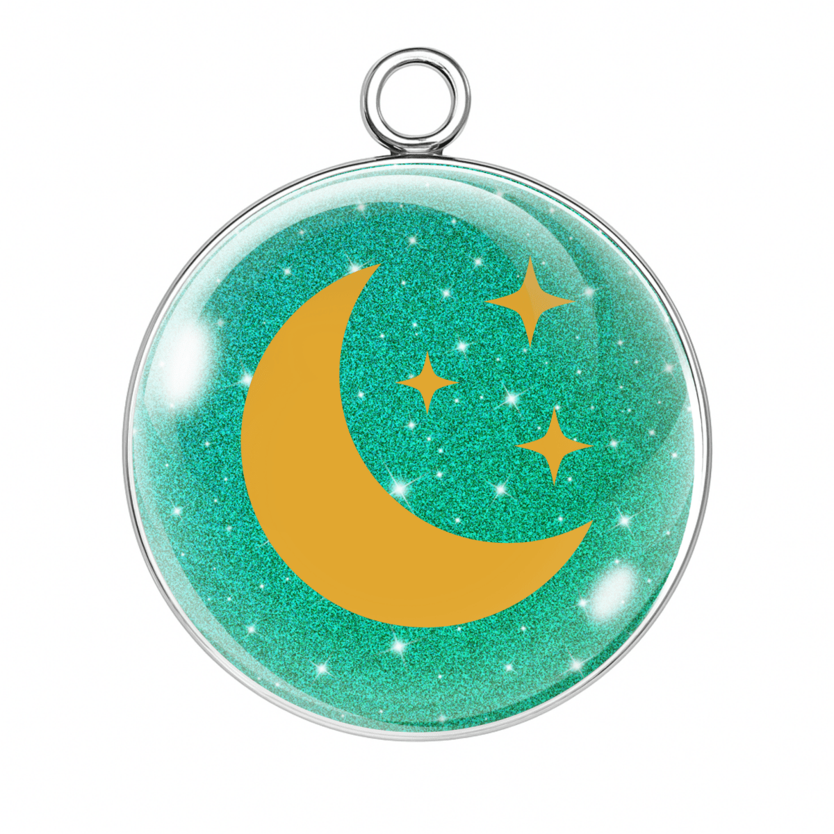 Charm Style #6 ā Teal Green Moon & Stars