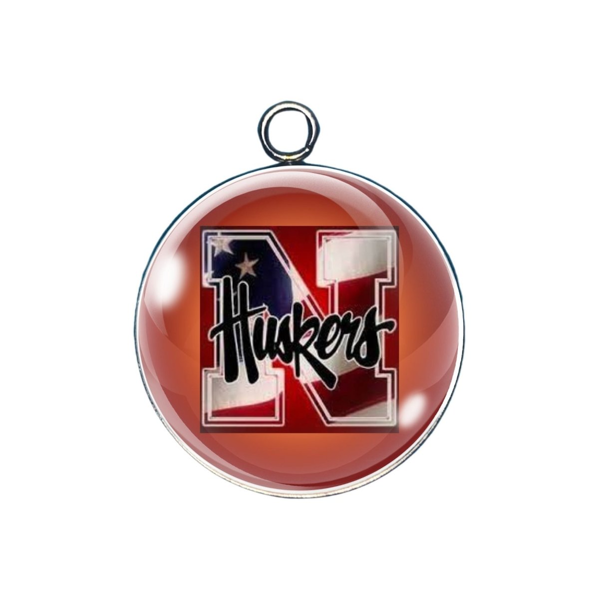 Nebraska Cornhuskers glass cabochon charm