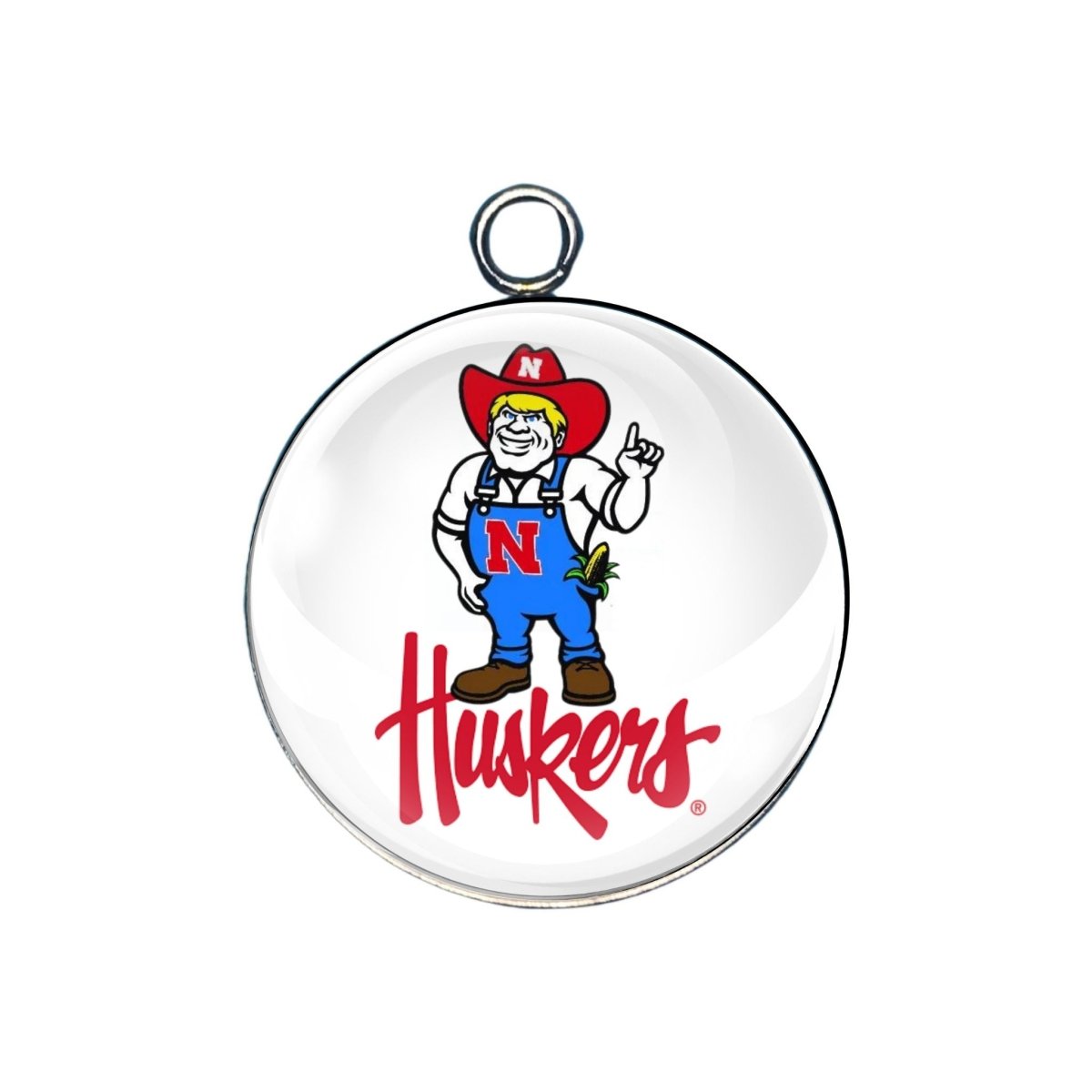 Nebraska Cornhuskers glass cabochon charm