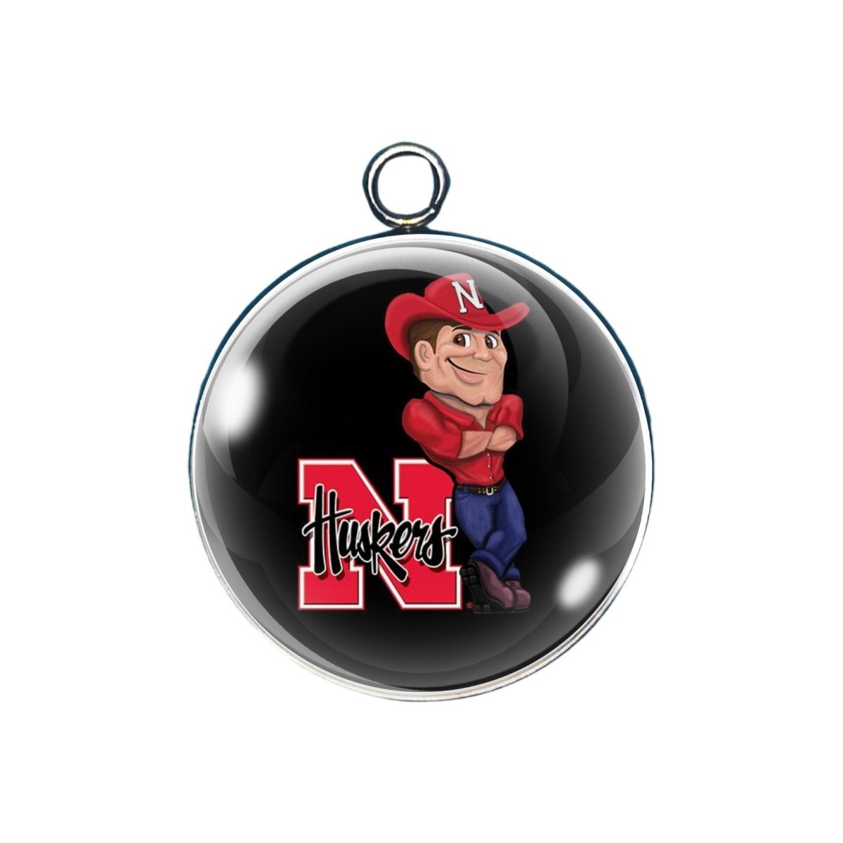 Nebraska Cornhuskers glass cabochon charm