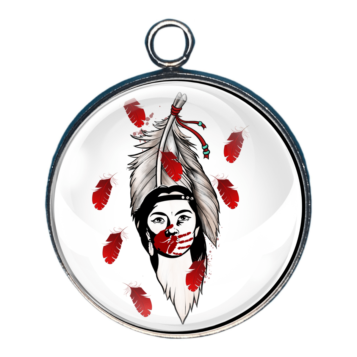 charm showing support for missing and stolen Indigenous women.