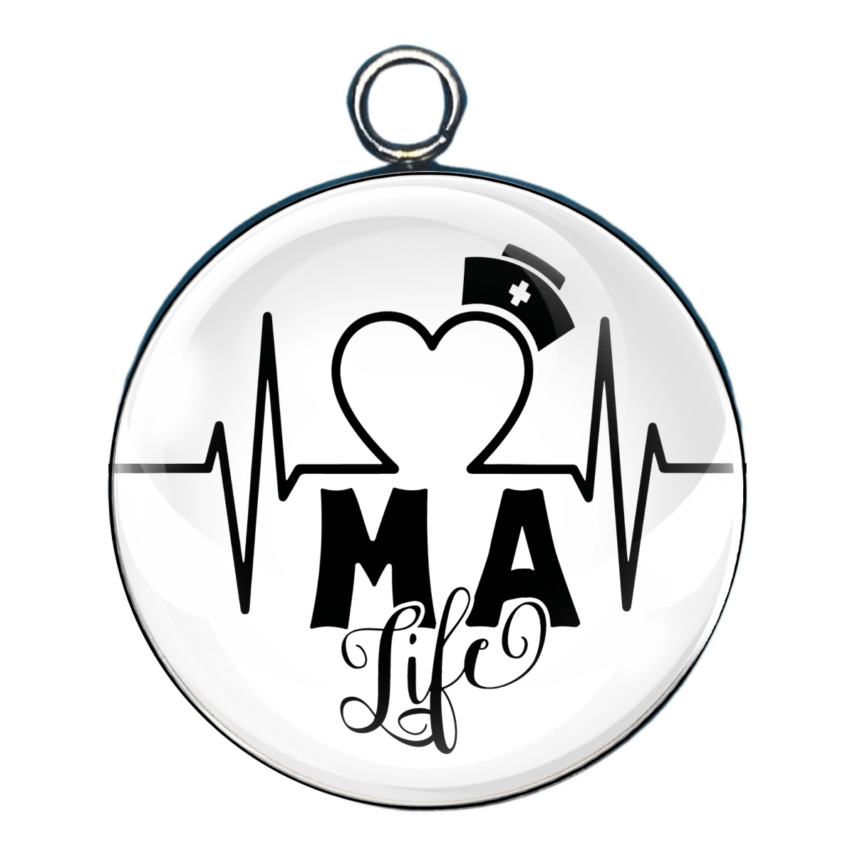 MA nurse glass cabochon charm