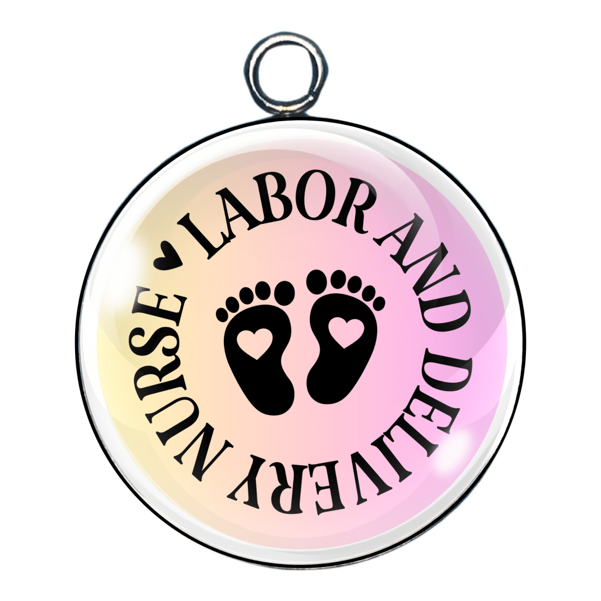 labor nurse glass cabochon charm