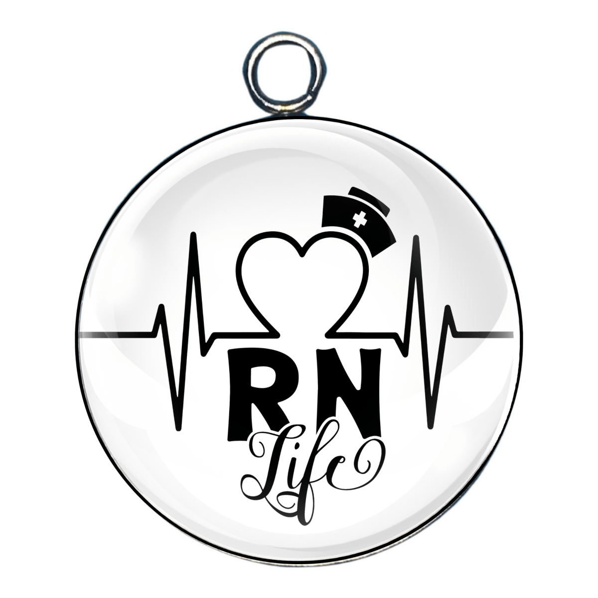RN nurse glass cabochon charm