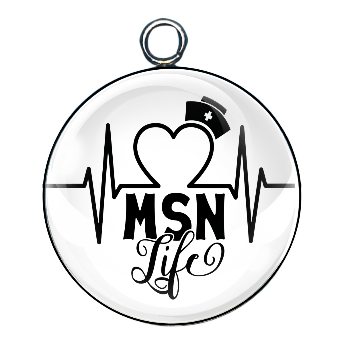 msn nurse glass cabochon charm