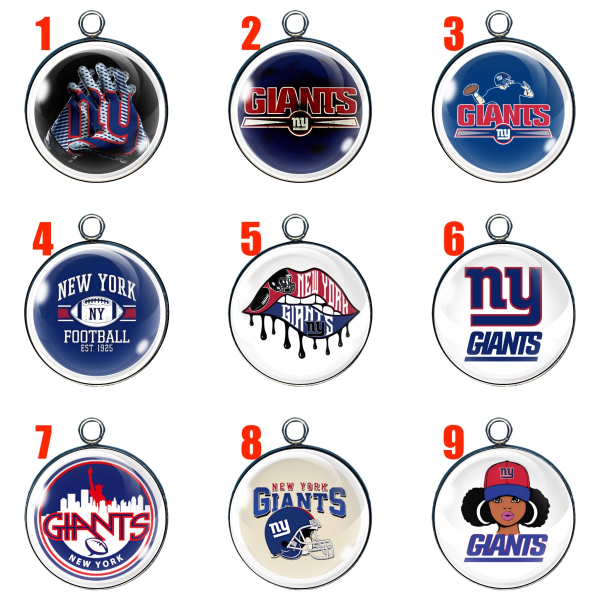 NY Giants Glass Cabochon Charms