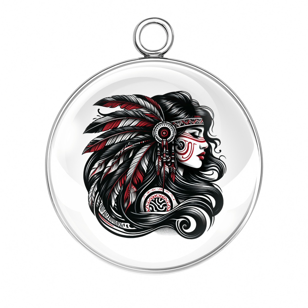 Native-inspired woman with feathered headdress