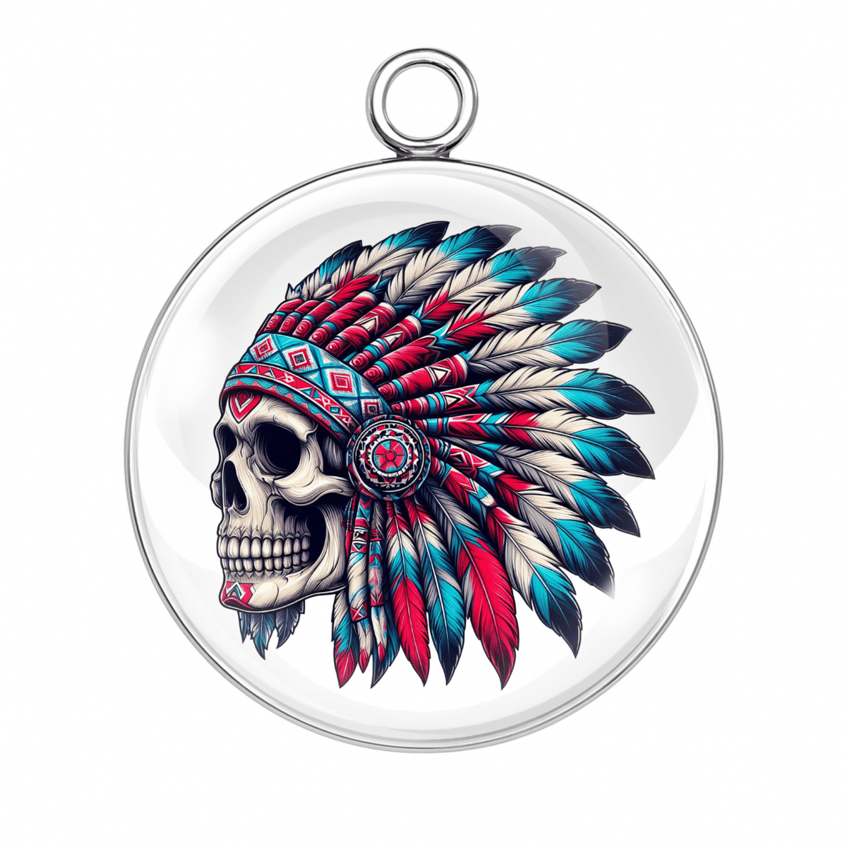 Style 8 – Skull with Headdress
skull with feather headdress charm, native style skull cabochon, gothic headdress pendant