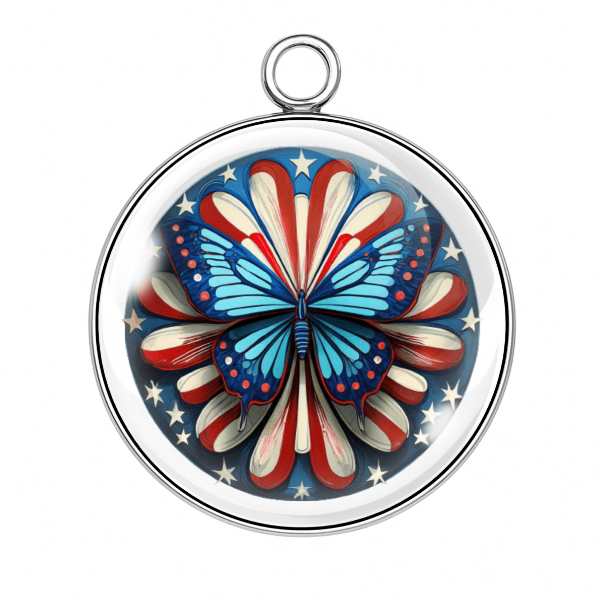 Abstract firework burst butterfly in pastel and bold patriotic colors