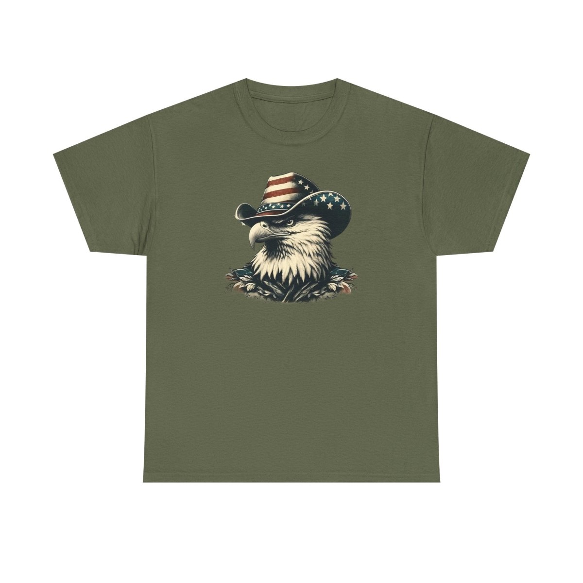 Patriotic Eagle Tee – USA Flag Cowboy Hat Design for Bold American Spirit