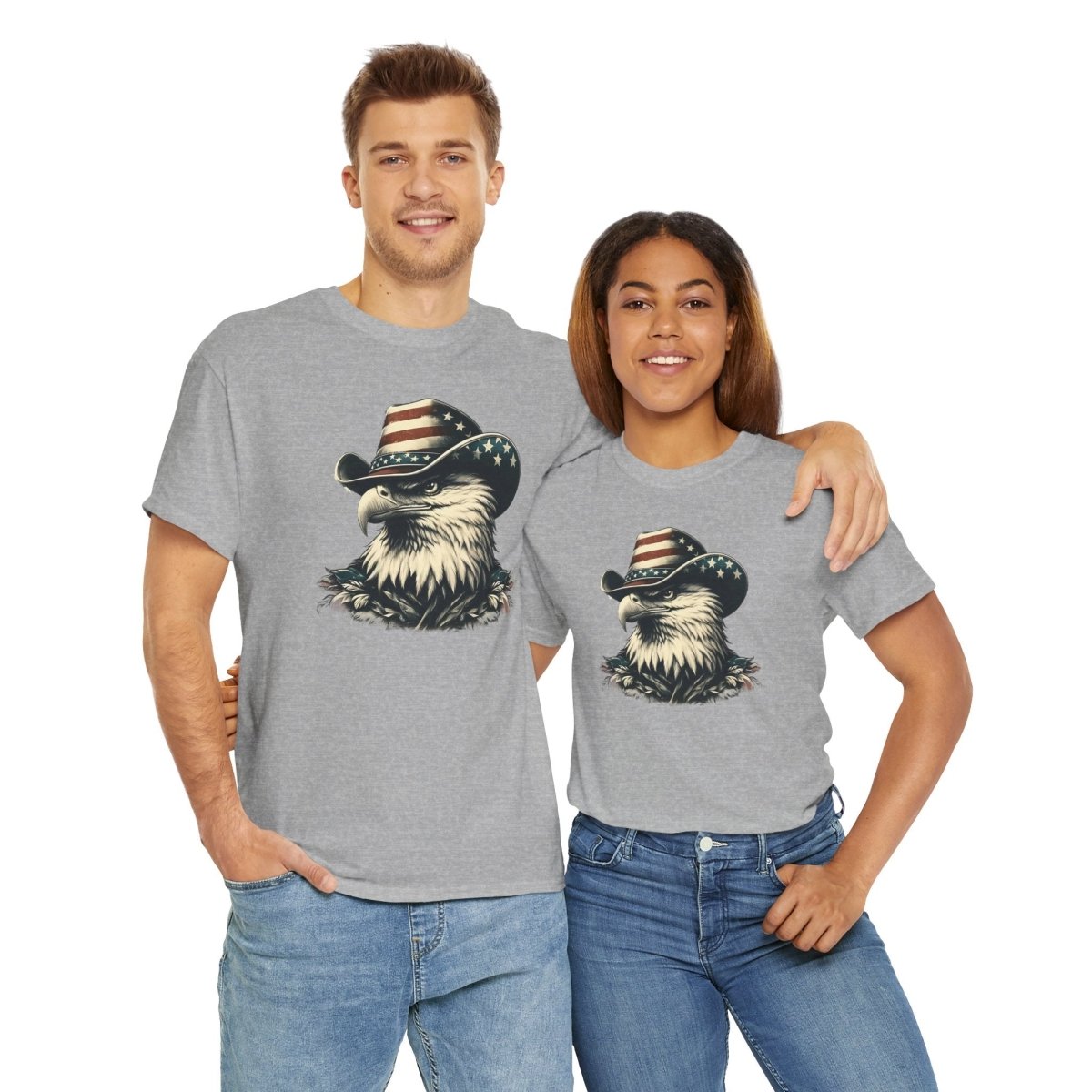 Patriotic Eagle Tee – USA Flag Cowboy Hat Design for Bold American Spirit