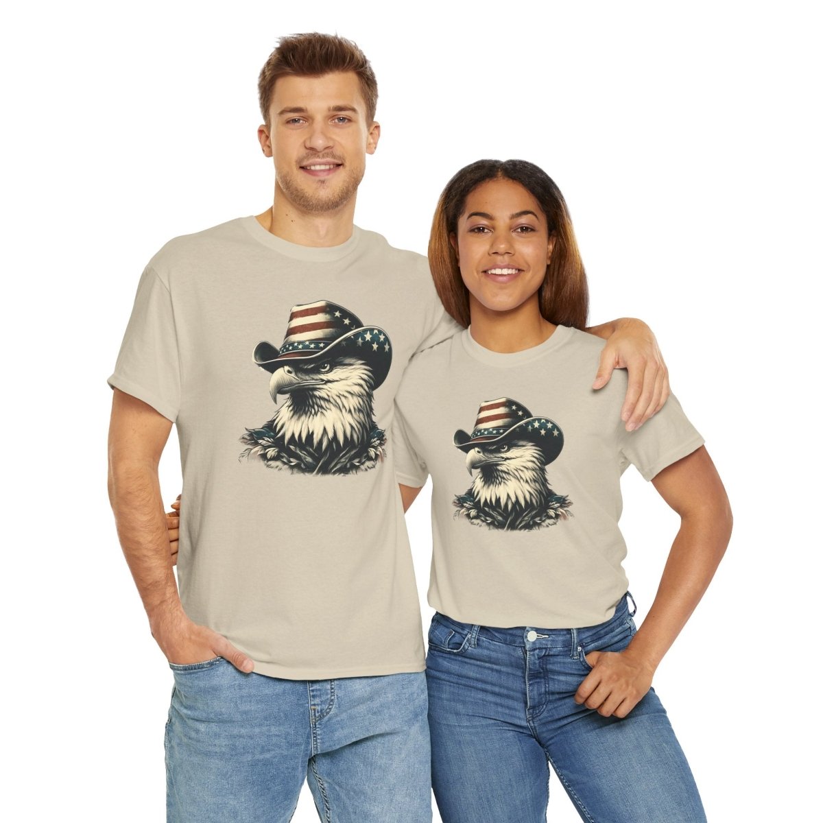 Patriotic Eagle Tee – USA Flag Cowboy Hat Design for Bold American Spirit