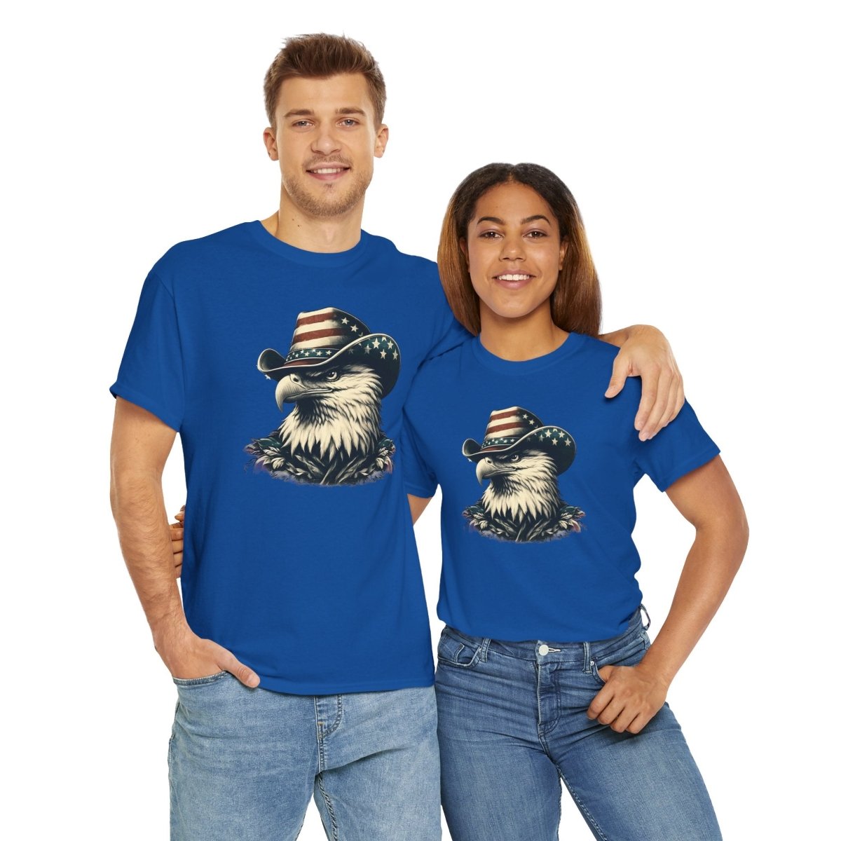 Patriotic Eagle Tee – USA Flag Cowboy Hat Design for Bold American Spirit