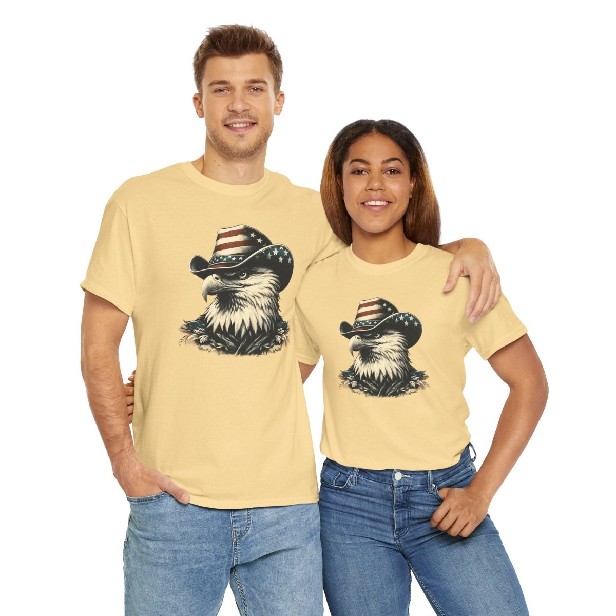 Patriotic Eagle Tee – USA Flag Cowboy Hat Design for Bold American Spirit