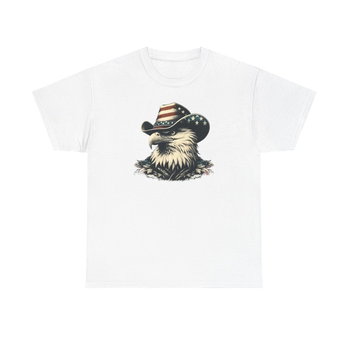 Patriotic Eagle Tee – USA Flag Cowboy Hat Design for Bold American Spirit
