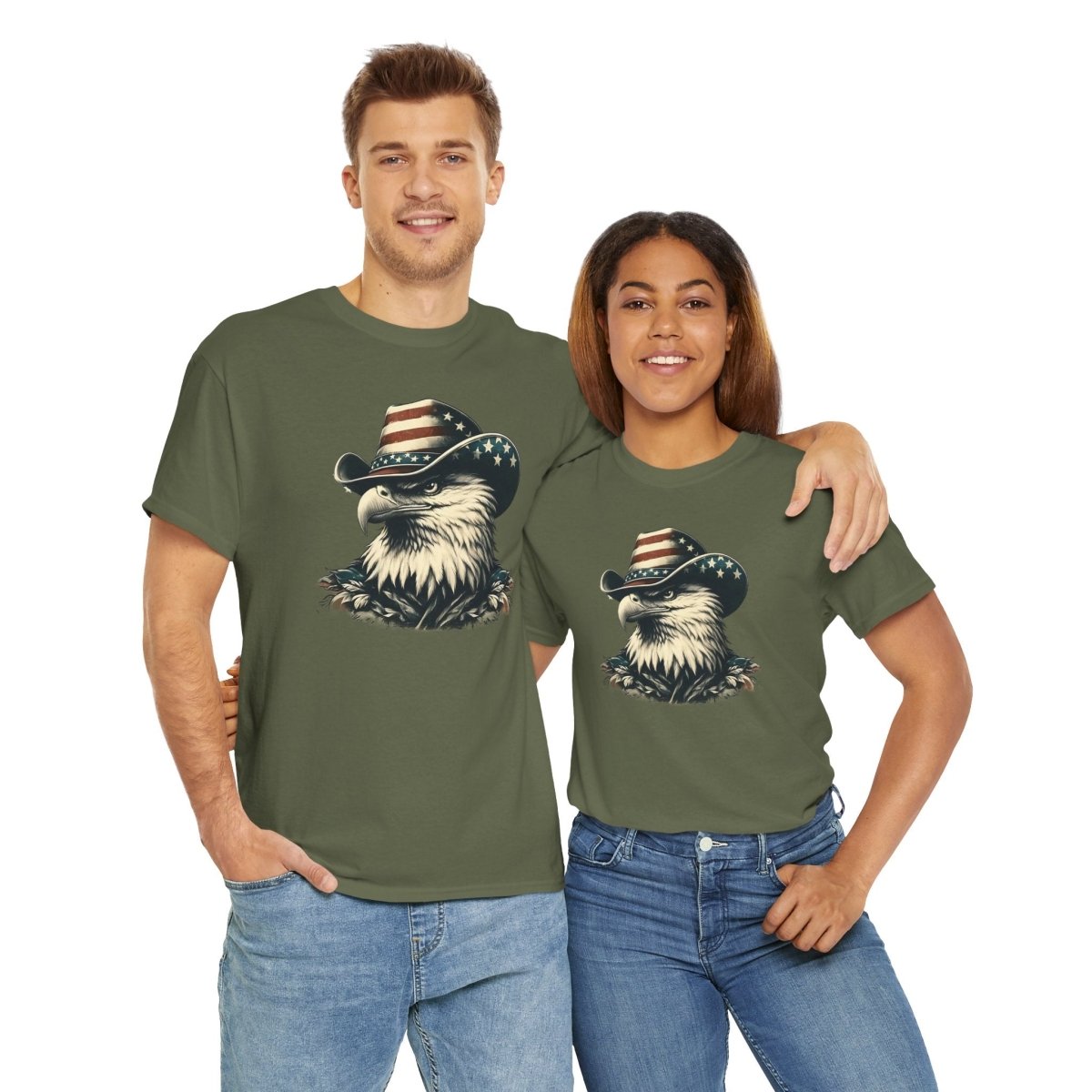 Patriotic Eagle Tee – USA Flag Cowboy Hat Design for Bold American Spirit