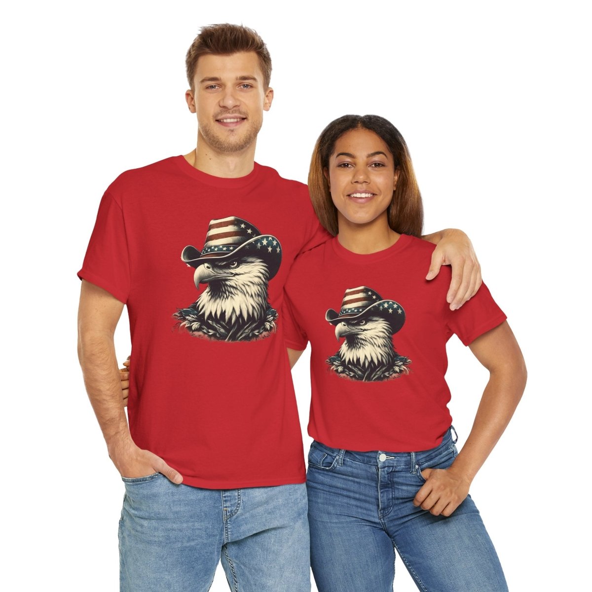 Patriotic Eagle Tee – USA Flag Cowboy Hat Design for Bold American Spirit
