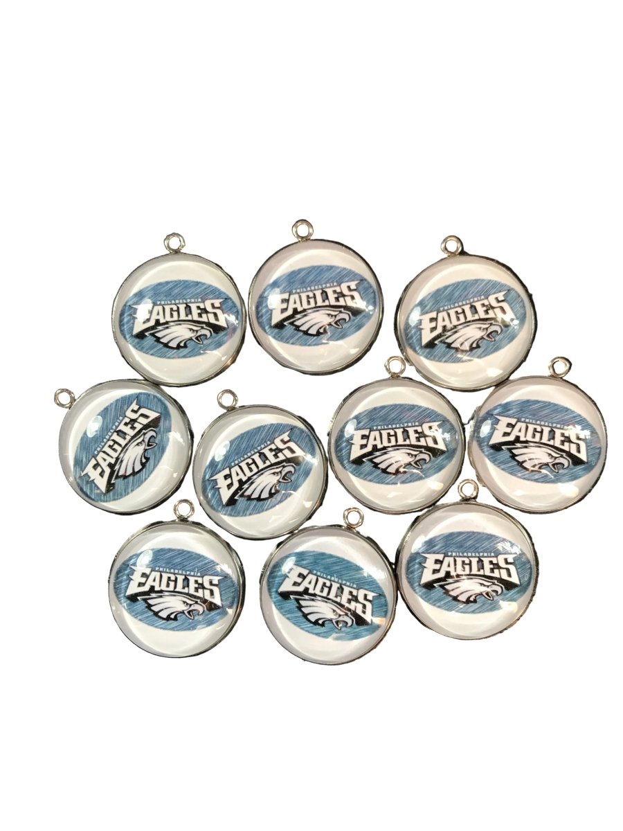 Philadelphia Eagles Pendant Bundle (10pc) 25mm Silver Cabochon Charms – Clearance Deal