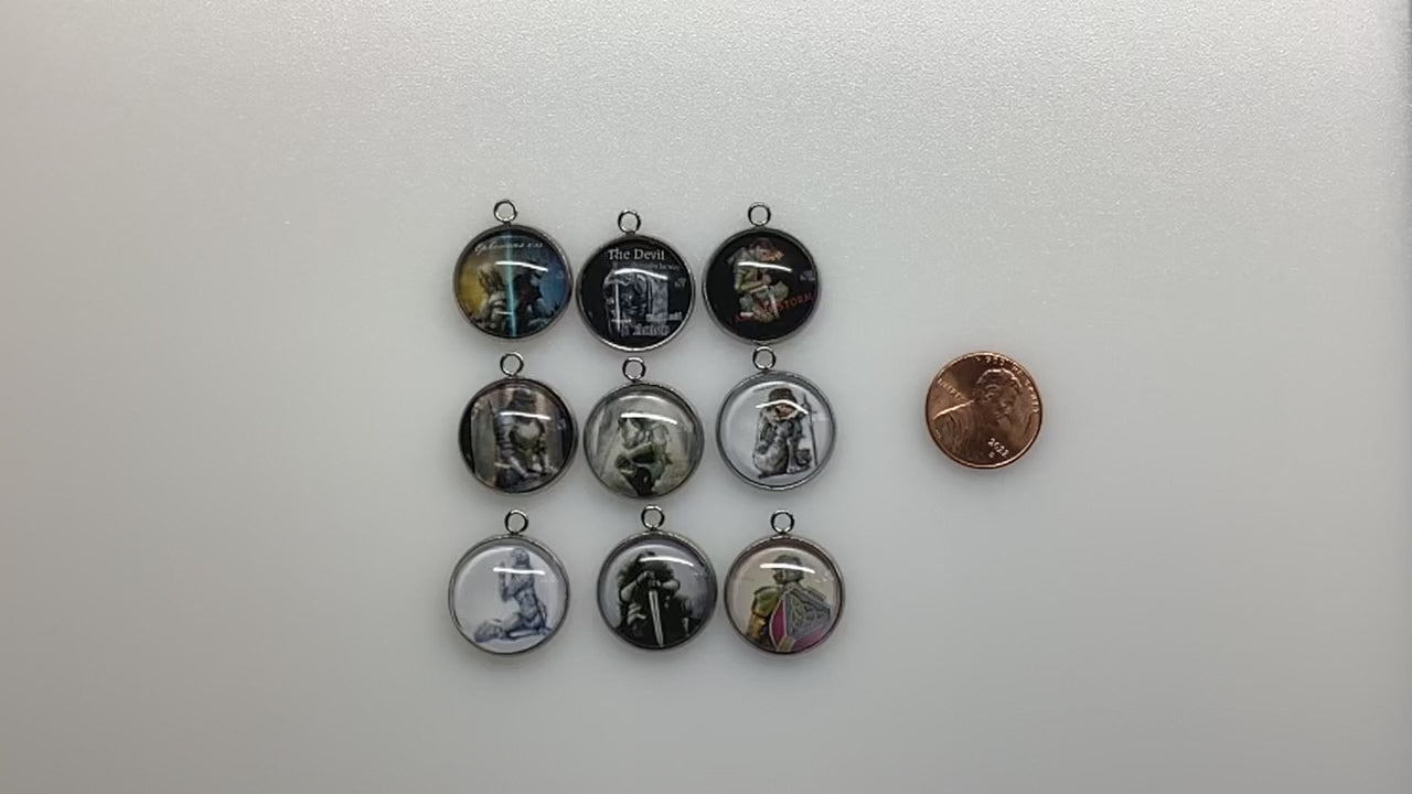 video of the 9 charms with a penny for size reference