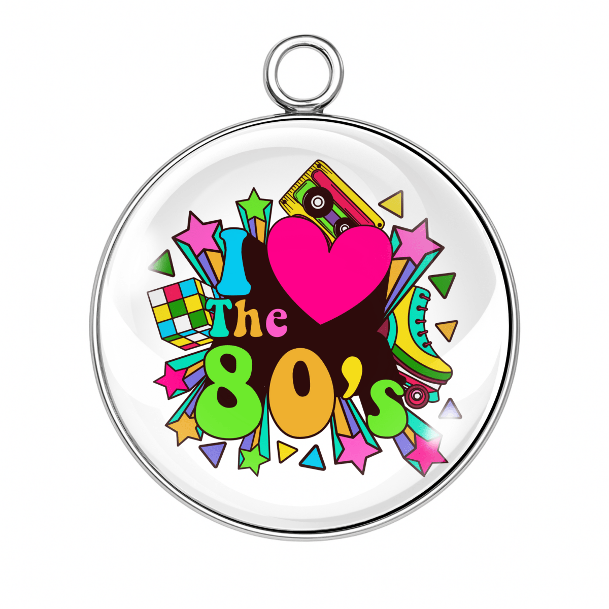 Bright 80s love charm with funky shapes