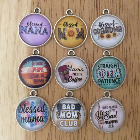 Group of 9 mothers day charms