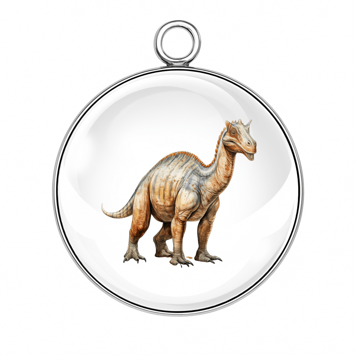 Dinosaur with dual crests glass cabochon charm