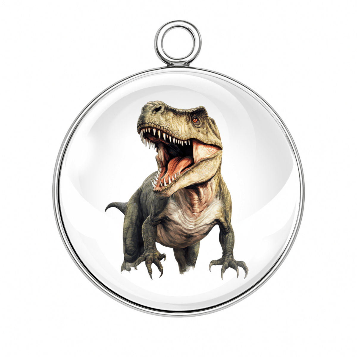 Roaring T-Rex glass cabochon charm