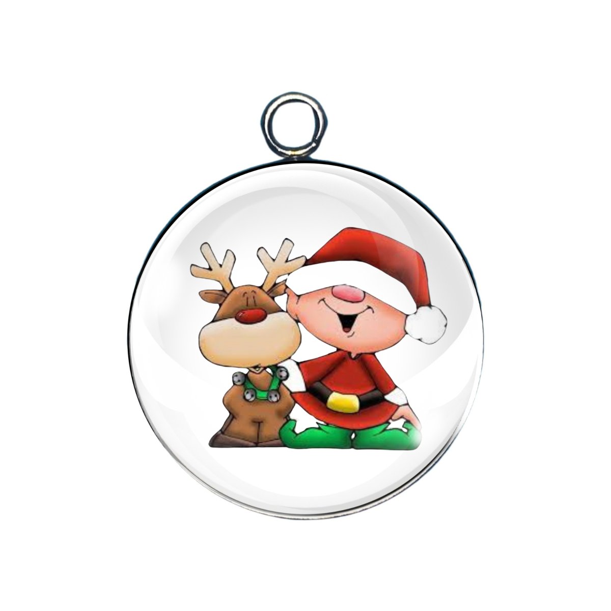 Santa Hat Glass Cabochon Charms, Fun Characters