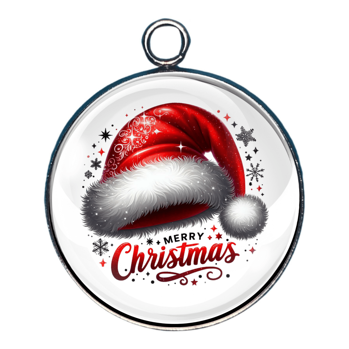 “Charm with Santa hat and text ‘Merry Christmas’.”