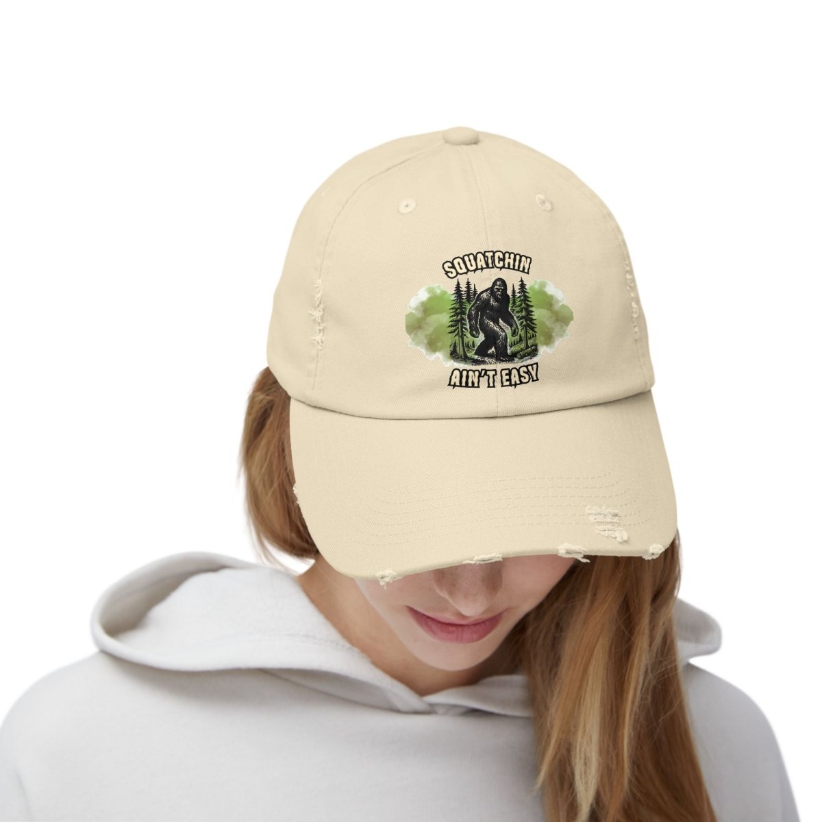Sasquatch Distressed Cap, Unisex Bigfoot Hat, Outdoor Adventure Gear, Gift for