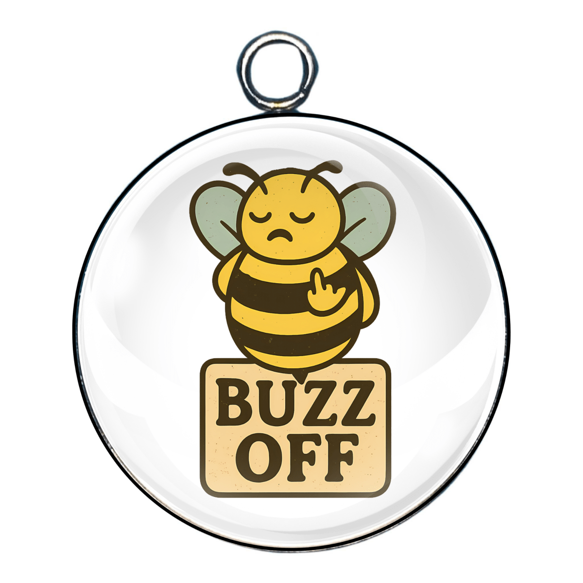 "Buzz Off Bee Charm – Grumpy Bee Flipping the Bird Funny Jewelry"