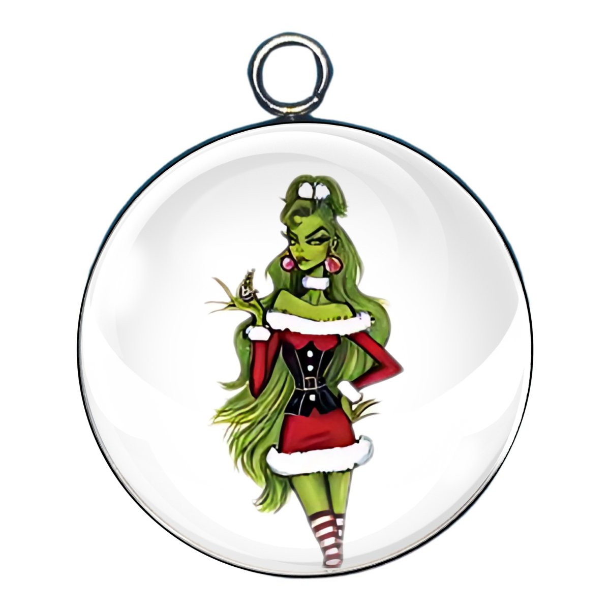 Sassy grinch glass cabochon charm