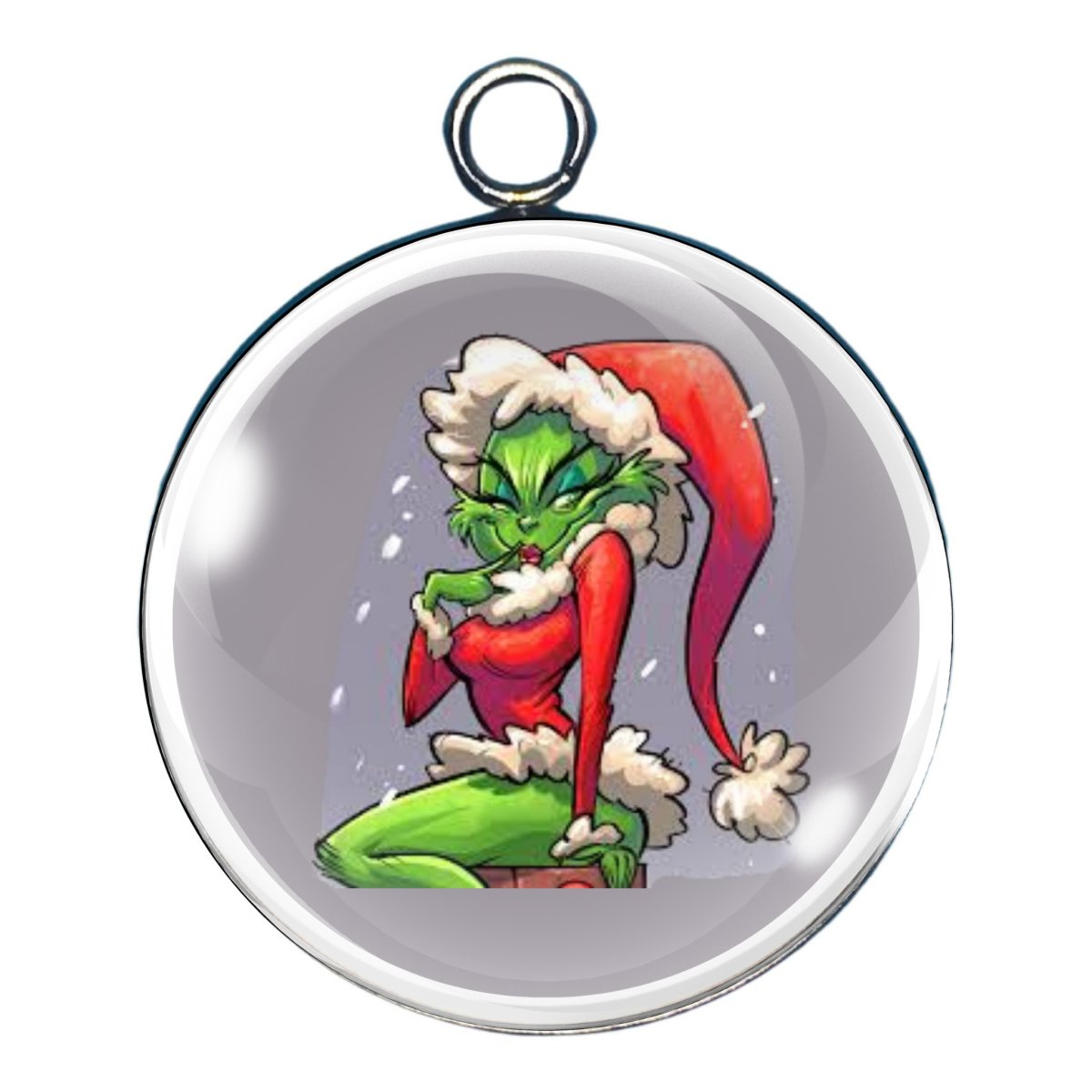Sassy grinch glass cabochon charm