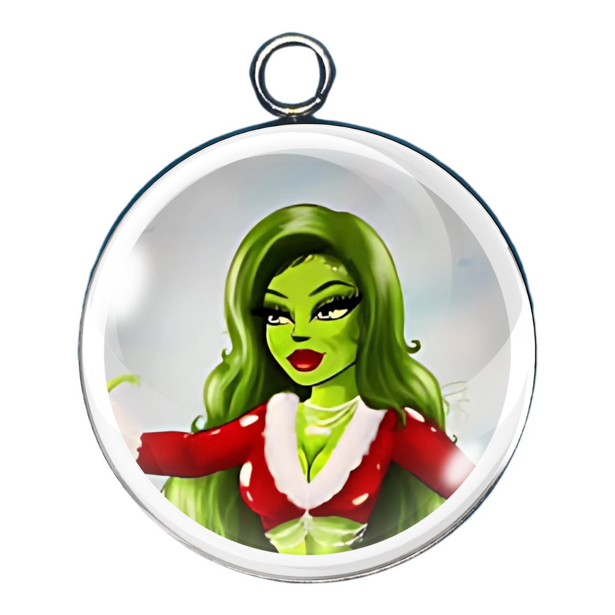 Sassy Grinch Charms, Mrs Grinch Glass Cabochon Charms